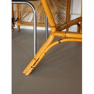 Table à manger en bois clair et bambou n°1280