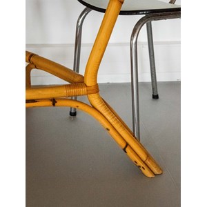 Table à manger en bois clair et bambou n°1280