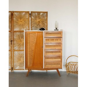 Armoire en bois et osier n°392