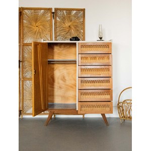 Armoire en bois et osier n°392