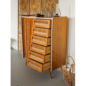 Armoire en bois et osier n°392