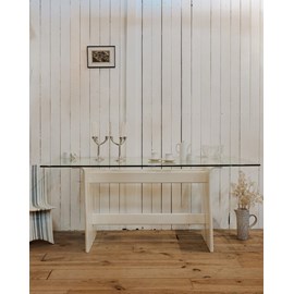 Table à manger en verre et bois n°1133