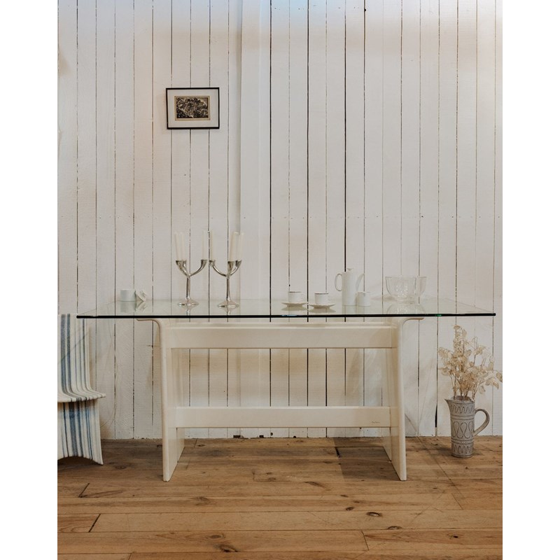 Table à manger en verre et bois n°1133