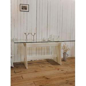 Table à manger en verre et bois n°1133