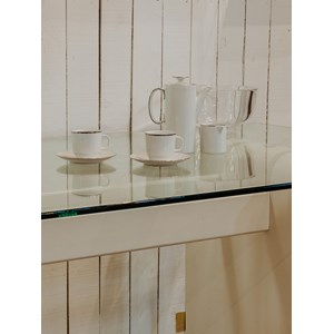 Table à manger en verre et bois n°1133