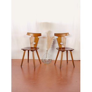 Paire de chaises en bois clair n°1411