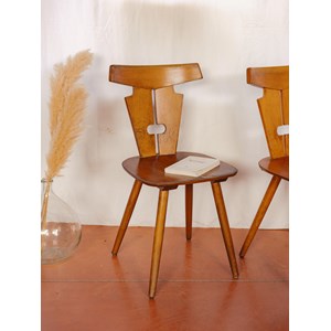 Paire de chaises en bois clair n°1411