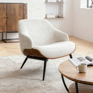 Fauteuil en tissu et bois