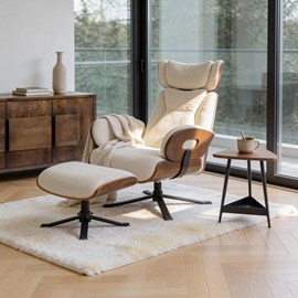 Fauteuil et repose-pieds tissu