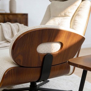 Fauteuil et repose-pieds tissu