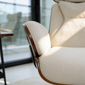 Fauteuil et repose-pieds tissu