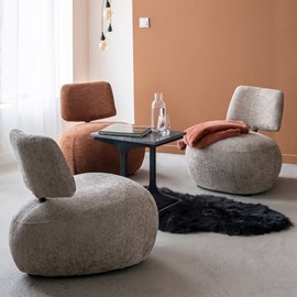 Fauteuil tissu beige chiné