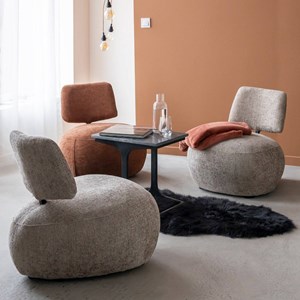 Fauteuil tissu beige chiné