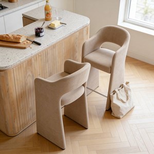 Tabouret de bar tissu écru