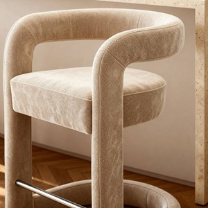 Tabouret de bar tissu écru