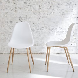 Lot de 2 chaises scandinaves blanches pieds compas