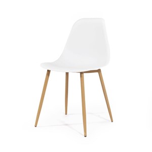 Lot de 2 chaises scandinaves blanches pieds compas