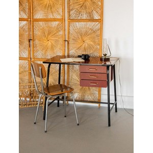 Bureau en formica foncé et métal n°513