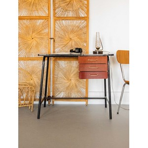 Bureau en formica foncé et métal n°513