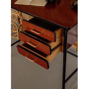 Bureau en formica foncé et métal n°513