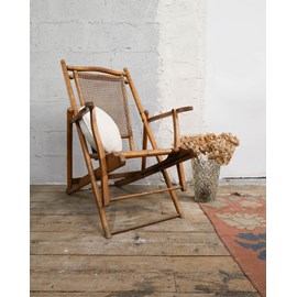 Chaise longue en bois et cannage n°11