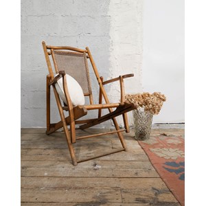 Chaise longue en bois et cannage n°11