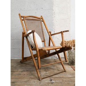 Chaise longue en bois et cannage n°11