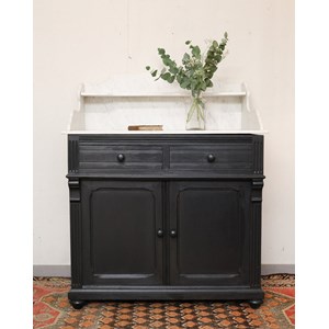Buffet noir en bois et marbre n°878