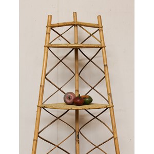 Étagère d'angle en bambou et rotin n°815