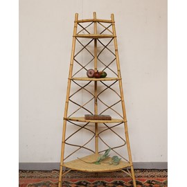 Étagère d'angle en bambou et rotin n°815
