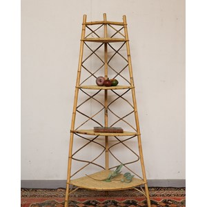 Étagère d'angle en bambou et rotin n°815