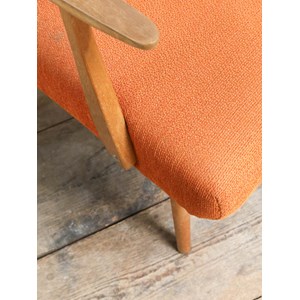 Fauteuil 70's orange en bois n°951