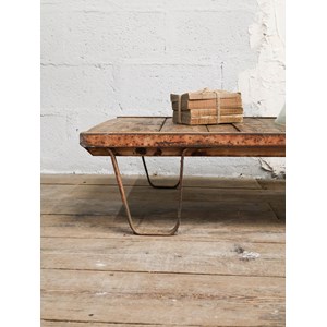 Table basse industrielle en bois et métal n°850