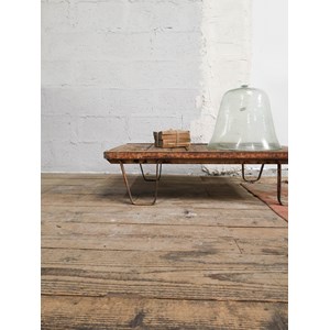 Table basse industrielle en bois et métal n°850