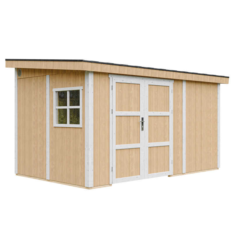 Abri de jardin qualité premium h231x248x412 cm sans plancher e paroi latérale