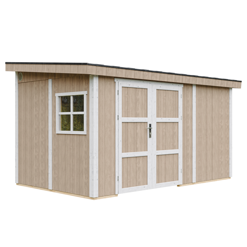 Abri de jardin qualité premium h231x248x412 cm sans plancher e paroi latérale