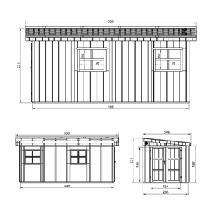 Abri de jardin qualité premium 11,47 m² - h231x248x530 cm - marron