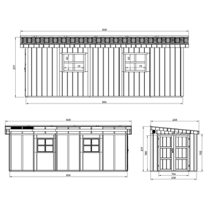 Abri de jardin qualité premium 14,3 m² - h231x248x648 cm - gris