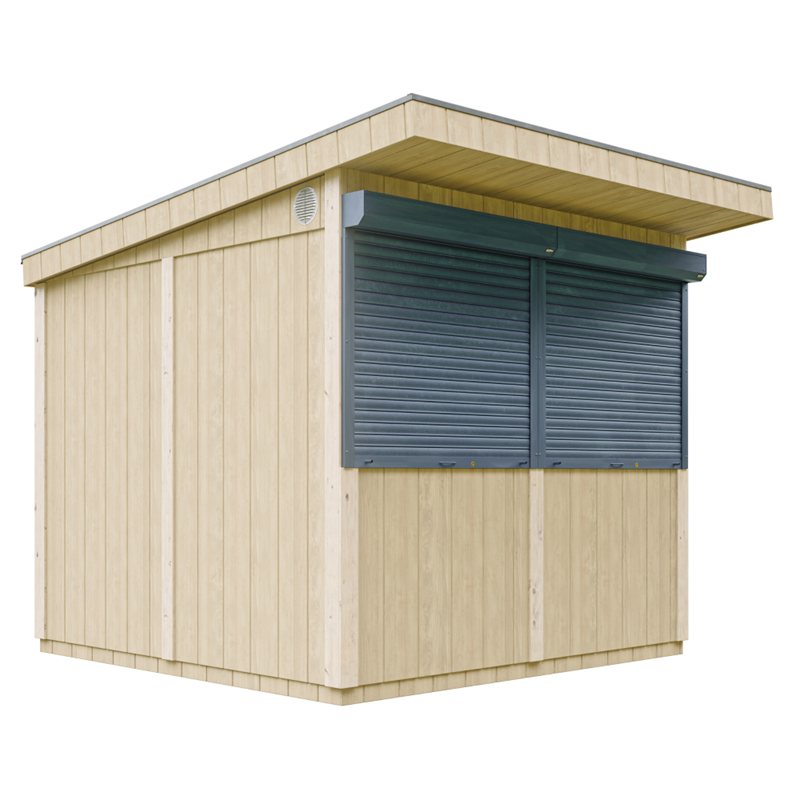 Timbela - Grand stand marché avec comptoir 240x248x305cm 5,9m2 bar jardin, kiosque beige