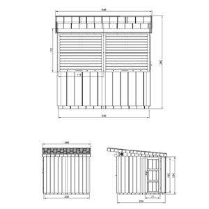 Grand stand marché avec comptoir 240x248x305cm 5,9m2 bar jardin, kiosque gris