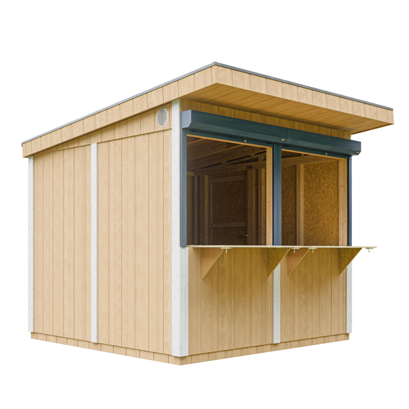 Timbela - Grand stand marché avec comptoir 240x248x305cm 5,9m2 bar jardin, kiosque jaune