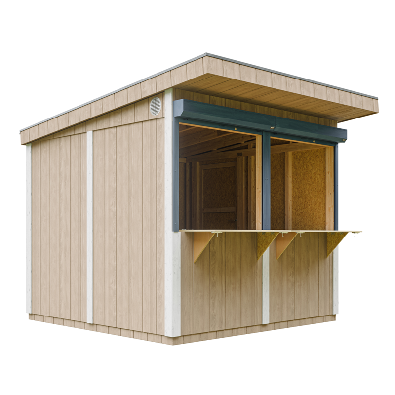 Timbela - Grand stand marché avec comptoir 240x248x305cm 5,9m2 bar jardin kiosque marron