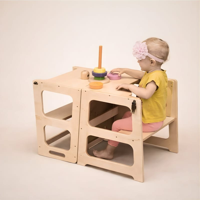 Tour observation montessori bébé enfant - pliable en table bureau tableau dessin (Jouetapprends) - Image 3