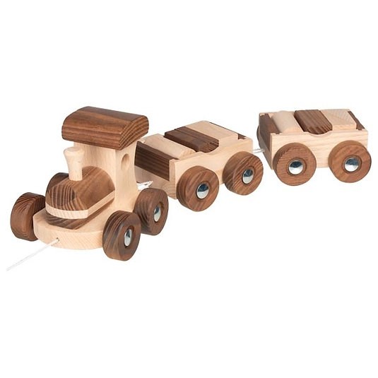 Train en bois à tirer avec formes à empiler