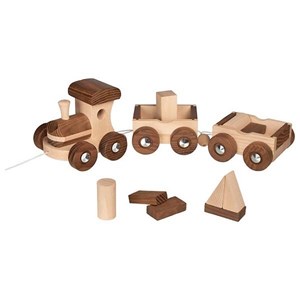 Train en bois à tirer avec formes à empiler