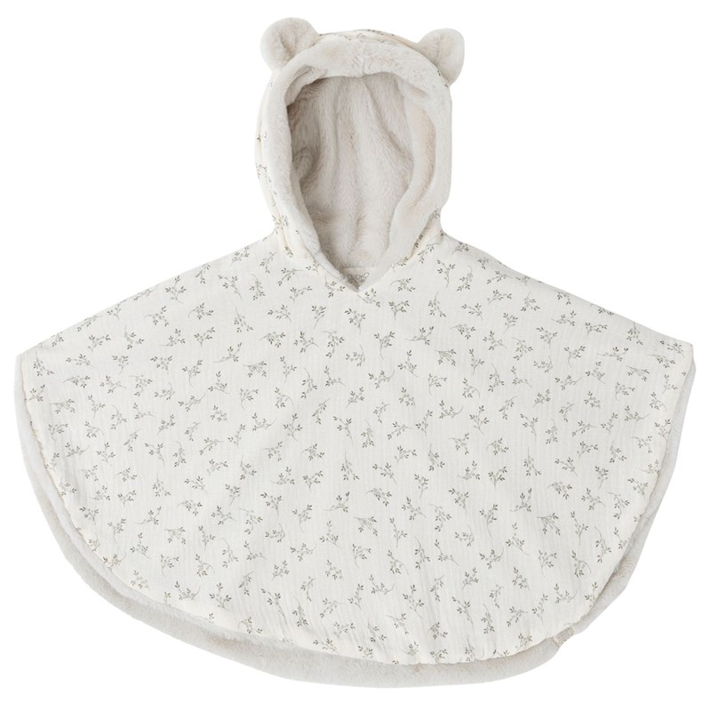 Babyshower - Poncho polaire teddy olive bloom