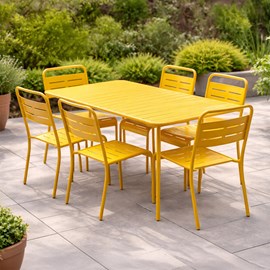 Bergame ensemble table de jardin 160 cm et 6 chaises jaune