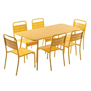 Bergame ensemble table de jardin 160 cm et 6 chaises jaune