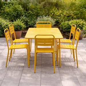 Bergame ensemble table de jardin 160 cm et 6 chaises jaune