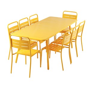 Bergame ensemble table de jardin 200 cm et 8 chaises jaune